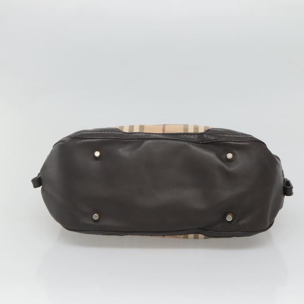 BURBERRY Nova Check Hand Bag PVC Beige Gold Auth 124791 - Picture 5 of 16